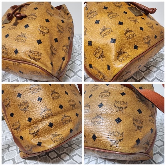 Authentic MCM Vintage Heritage Drawstring Bucket Bag Cognac - Picture 6 of 12